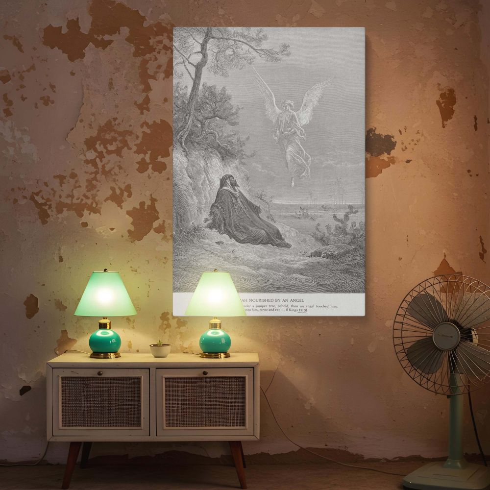 Elijah Fed by Angel - Gustave Dore Wilderness Comfort Scene canvas wall art - Image 5