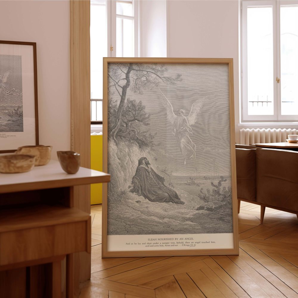 Elijah Fed by Angel - Gustave Dore Wilderness Comfort Scene canvas wall art - Image 7