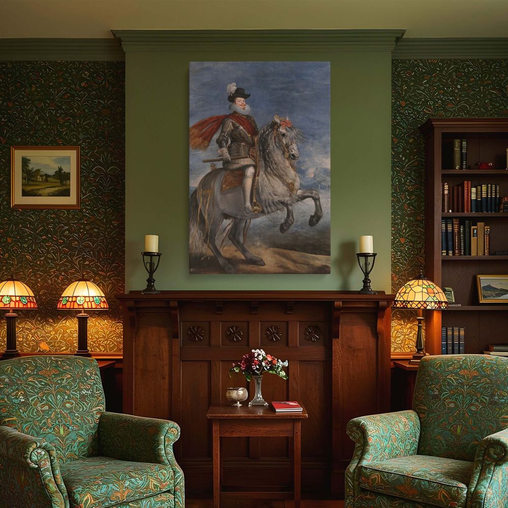 Equestrian Portrait of King Philip III - Spanish Royal Horse Scene by Velazquez canvas wall art - Image 4