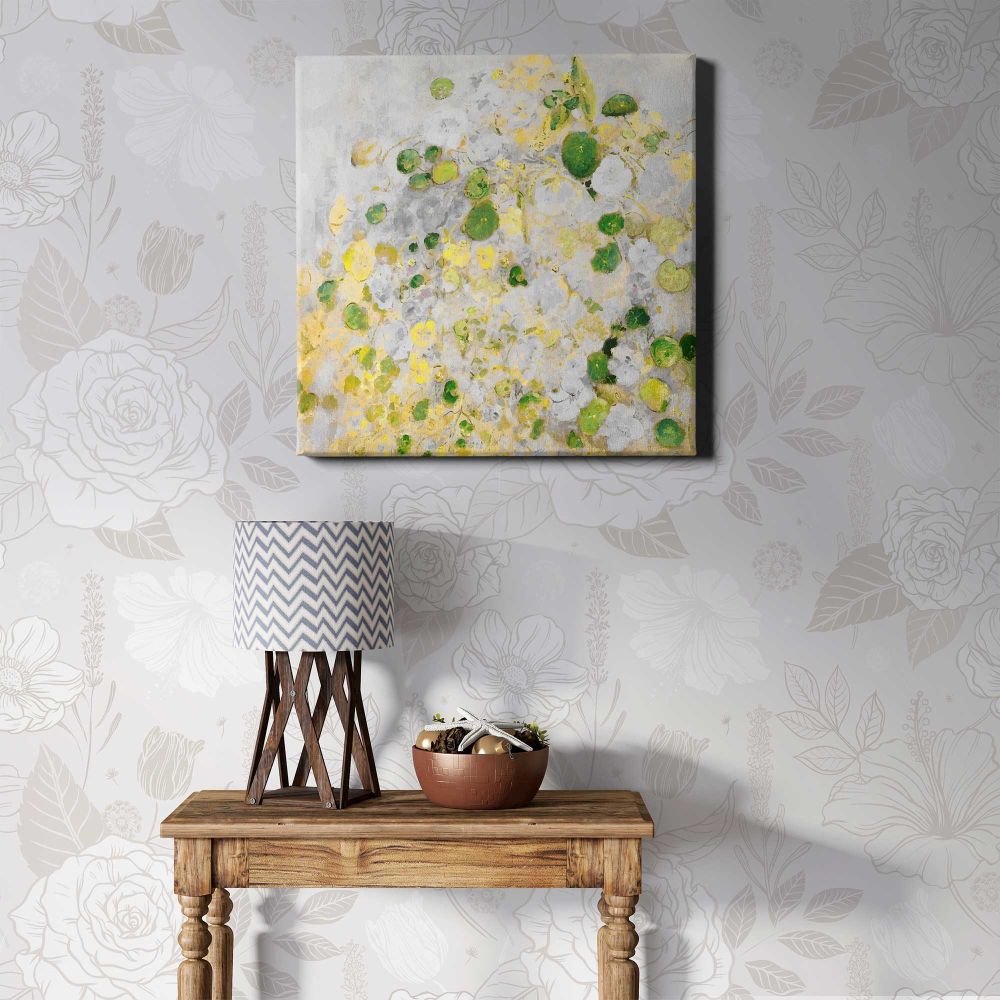 Floral finger painting on a textured wall vector — room mockup view 1