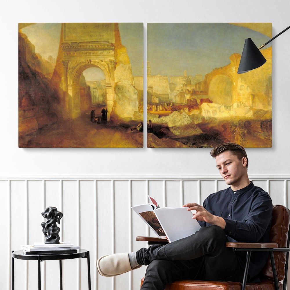 Forum Romanum by J. M. W. Turner — two-panel canvas arrangement in a room