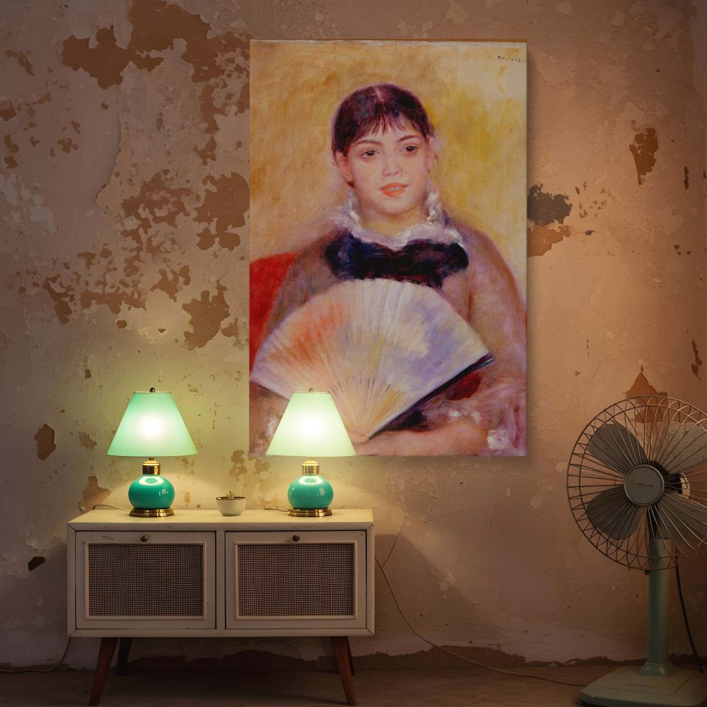 Girl with a Fan - Pierre-Auguste Renoir Soft Colors with Delicate Face canvas wall art - Image 5