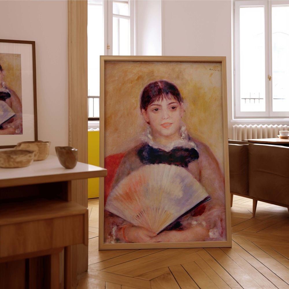 Girl with a Fan - Pierre-Auguste Renoir Soft Colors with Delicate Face canvas wall art - Image 7