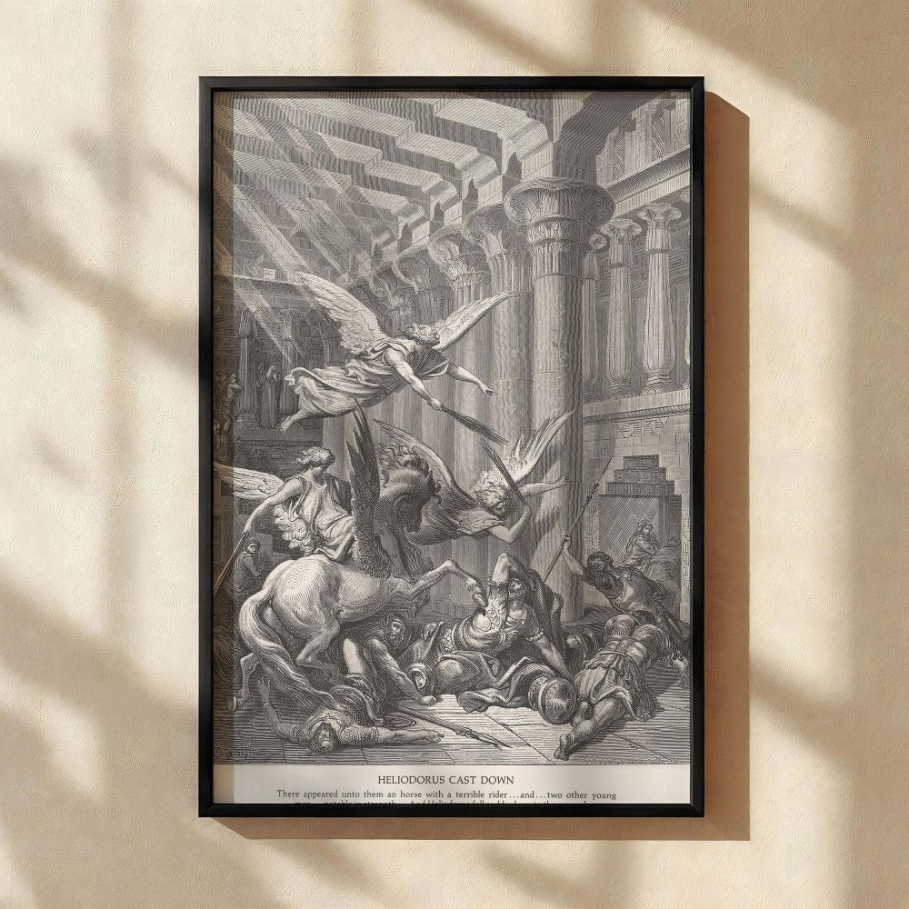 Heliodorus Struck in Temple - Gustave Dore Angelic Judgment Scene canvas wall art - Image 2