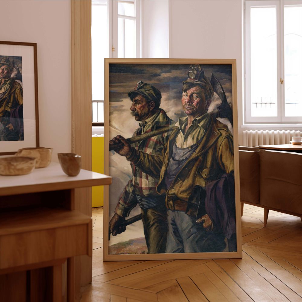 Homeward Workers by Frank Cohen Kirk - Intense Sky and Pickaxe Laborers canvas wall art - Image 7