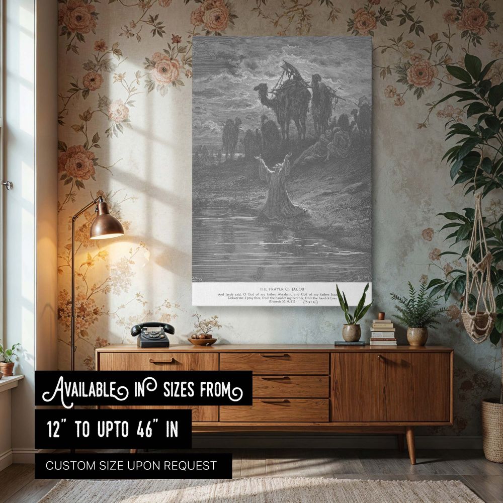 Jacob Prays by River - Gustave Dore for Deliverance from Esau canvas wall art