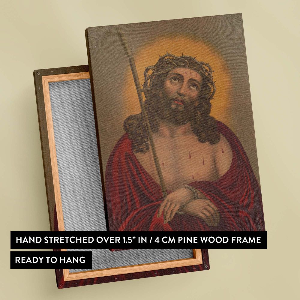 Jesus with Crown of Thorns - Sacred Heart Christian Portrait canvas wall art - Image 6