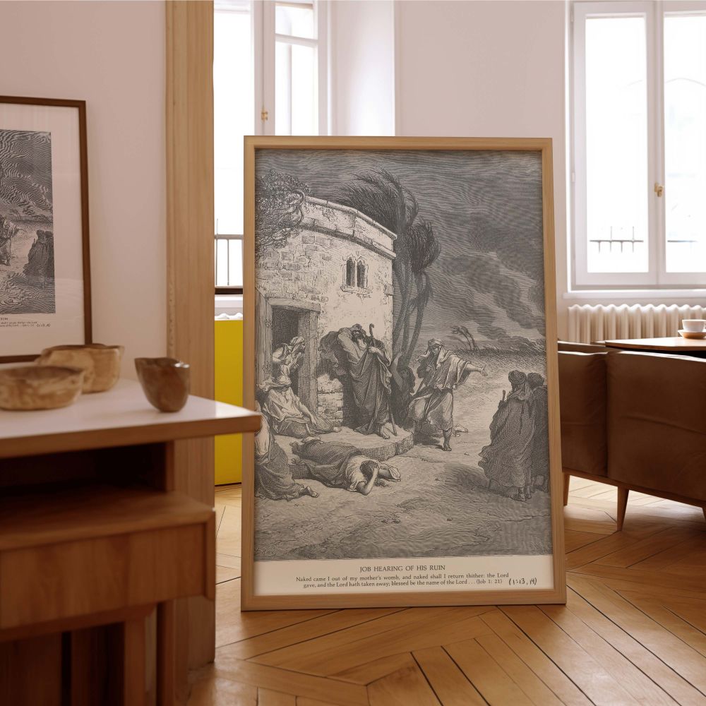 Job in Suffering - Gustave Dore Stormy Sky and Mourning Pose canvas wall art - Image 7