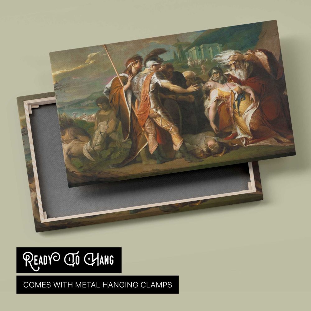 King Lear Weeping Over the Dead Body of Cordelia by James Barry - canvas rear frame and hanging hardware