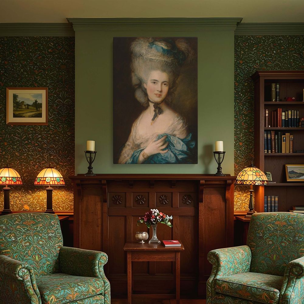 Lady in Blue Dress - Thomas Gainsborough Soft Rococo Portrait with Pale Tones canvas wall art - Image 4