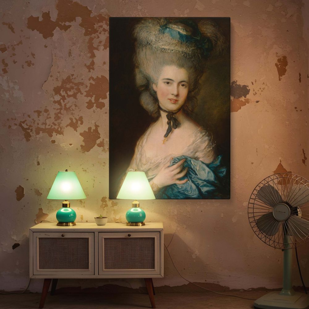 Lady in Blue Dress - Thomas Gainsborough Soft Rococo Portrait with Pale Tones canvas wall art - Image 5