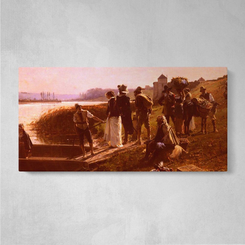 Le Bac - The Ferry by Adrien Moreau — single-panel canvas on a pale wall
