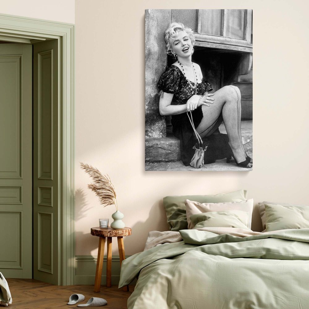 Marilyn in Black Corset Dress - Milton Greene 1956 Portrait Canvas Print - Image 6