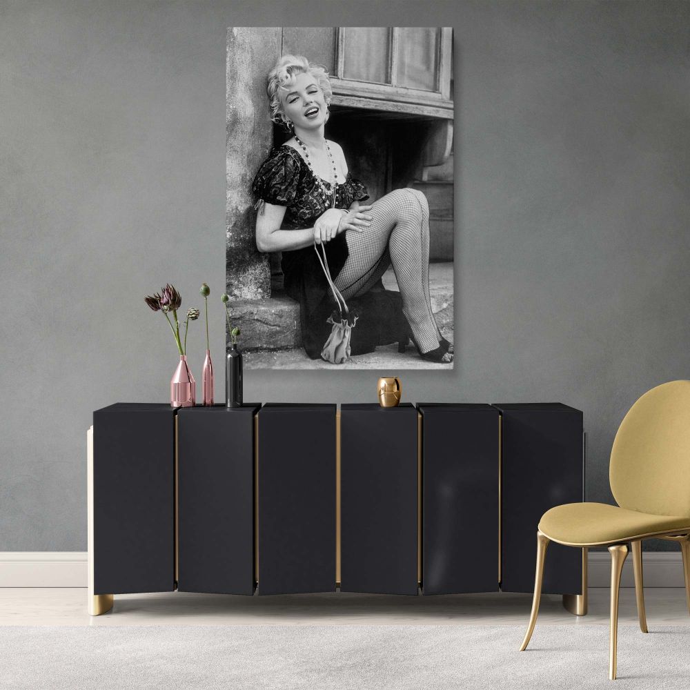 Marilyn in Black Corset Dress - Milton Greene 1956 Portrait Canvas Print - Image 7