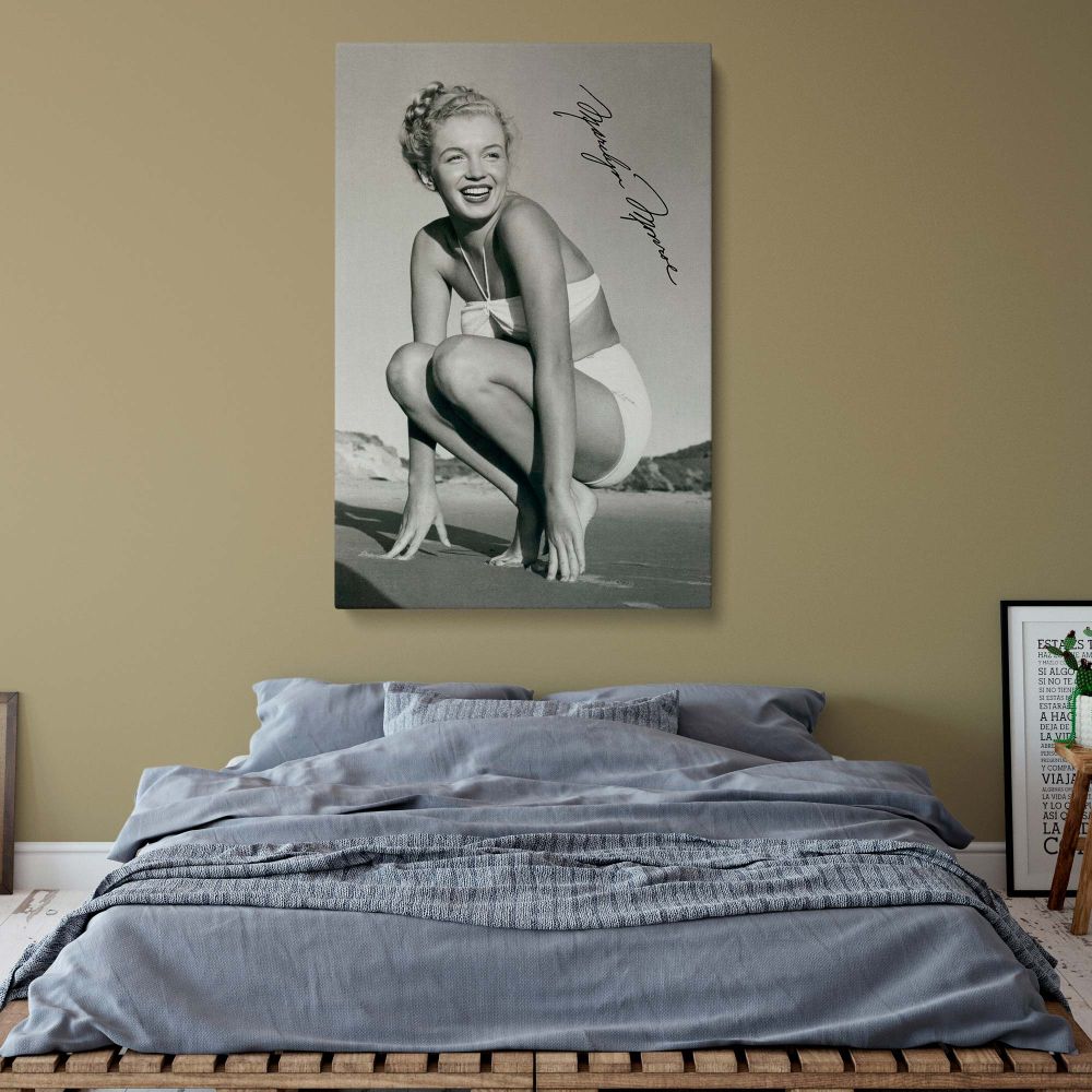 Marilyn Monroe Bikini Pose - Iconic Model at Beach Vintage Canvas Wall Print - Image 8