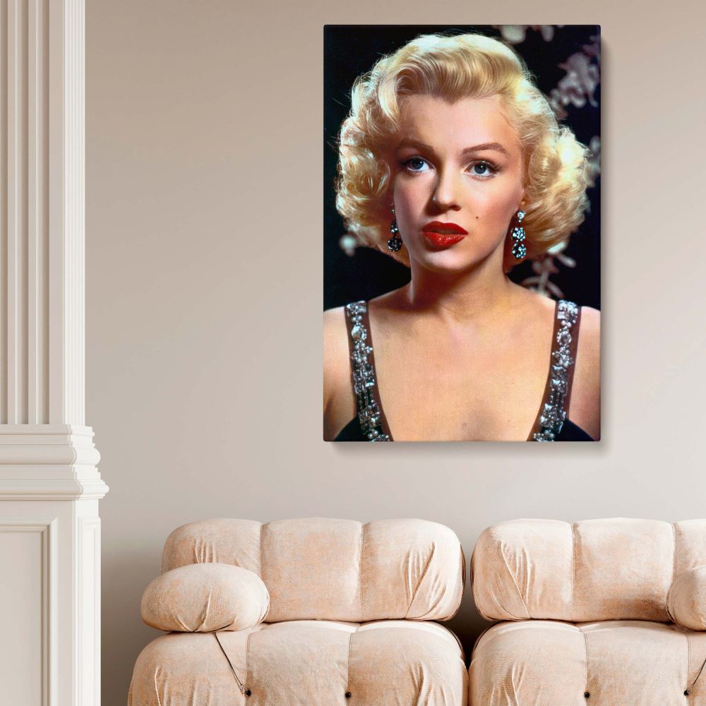 Marilyn Monroe Close-Up Portrait - Red Lips and Earrings Vintage Wall Canvas - Image 5