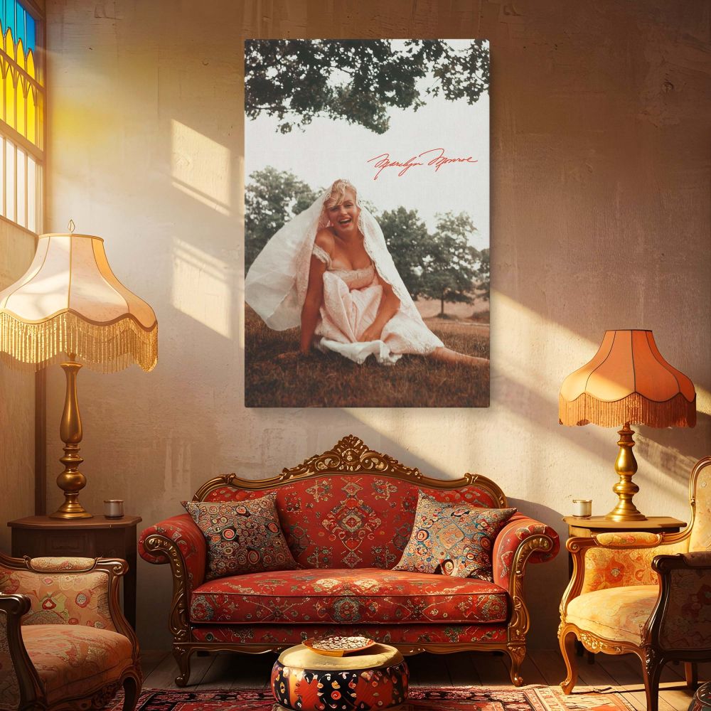 Marilyn Monroe in White Lace - Outdoor Vintage Glam Shot canvas wall art - Image 4