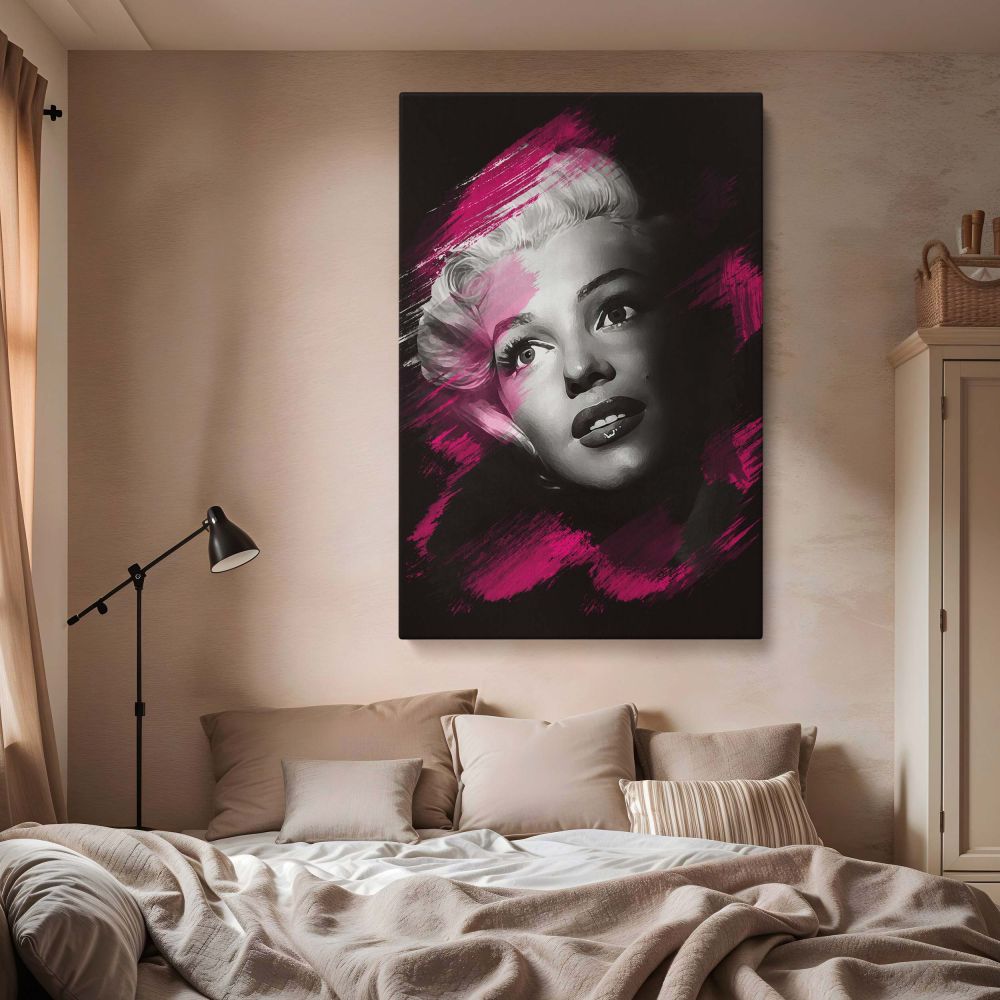 Marilyn Monroe Pink Brush Pop Art - Bold Retro Canvas Wall Decor - Image 2