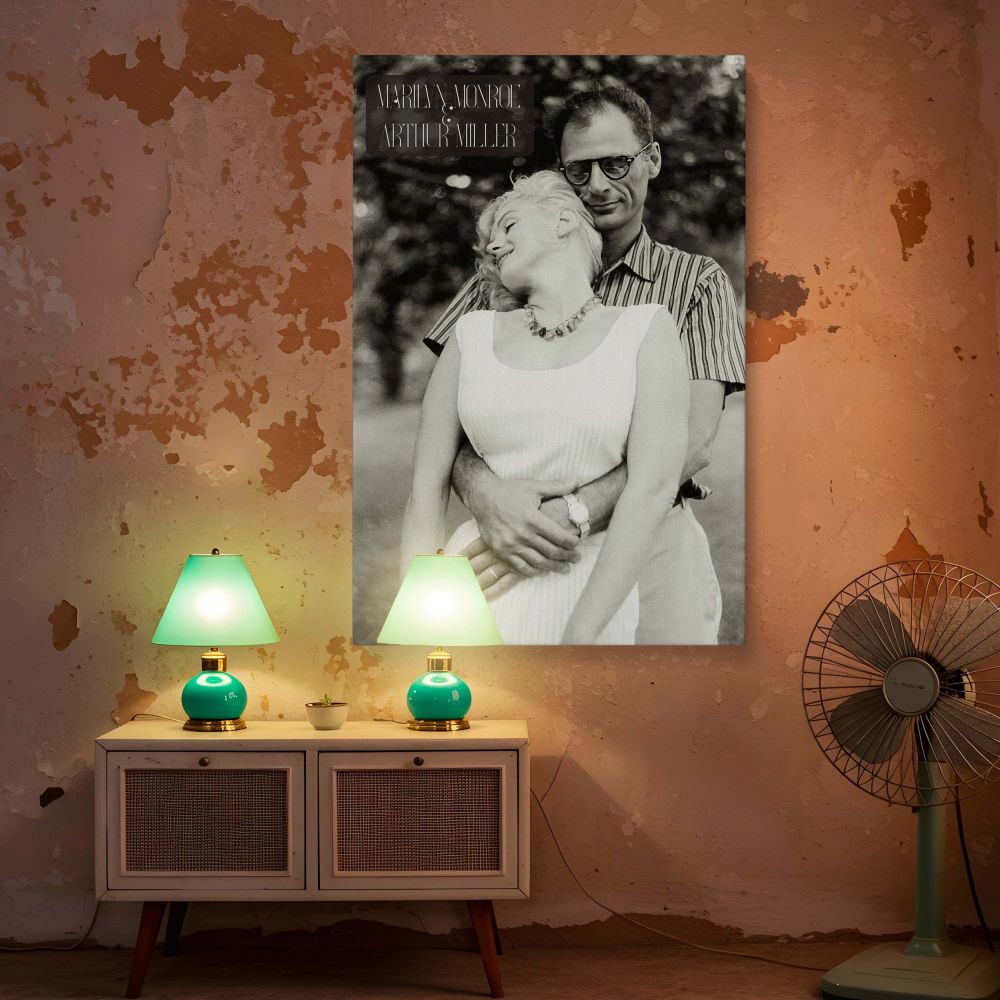 Marilyn Monroe with Arthur Miller - Vintage Love Scene Photo canvas wall art - Image 6