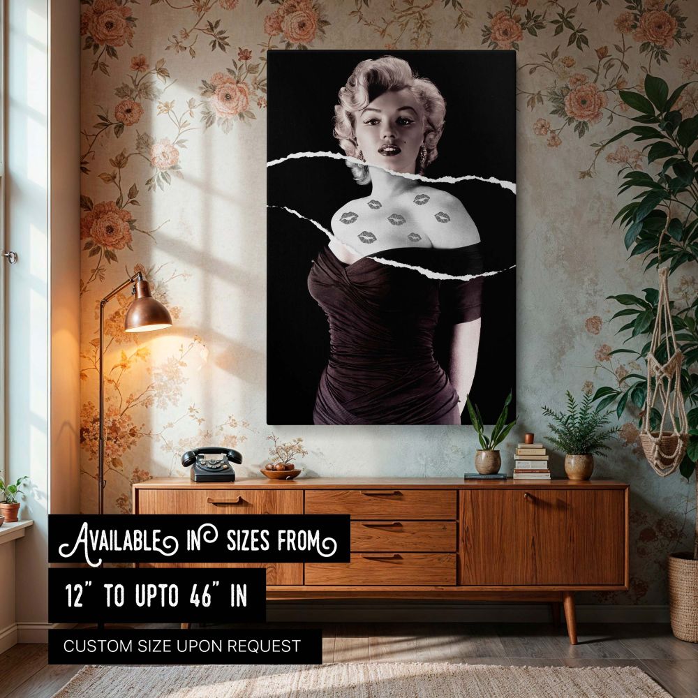 Marilyn Torn Effect Portrait - Modern Style Meets Vintage Glam canvas wall art