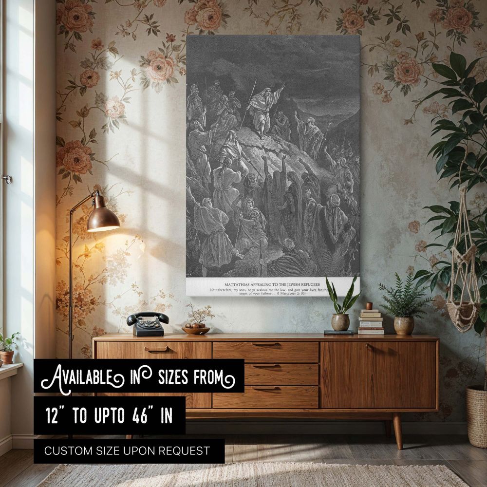 Mattathias Flees to Mountains - Gustave Dore Sacred Uprising with Stormy Sky canvas wall art