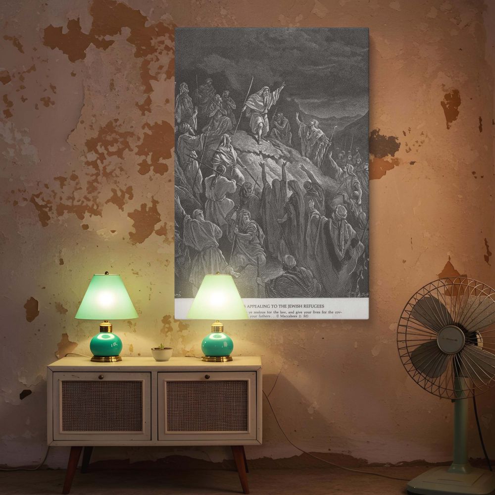 Mattathias Flees to Mountains - Gustave Dore Sacred Uprising with Stormy Sky canvas wall art - Image 5