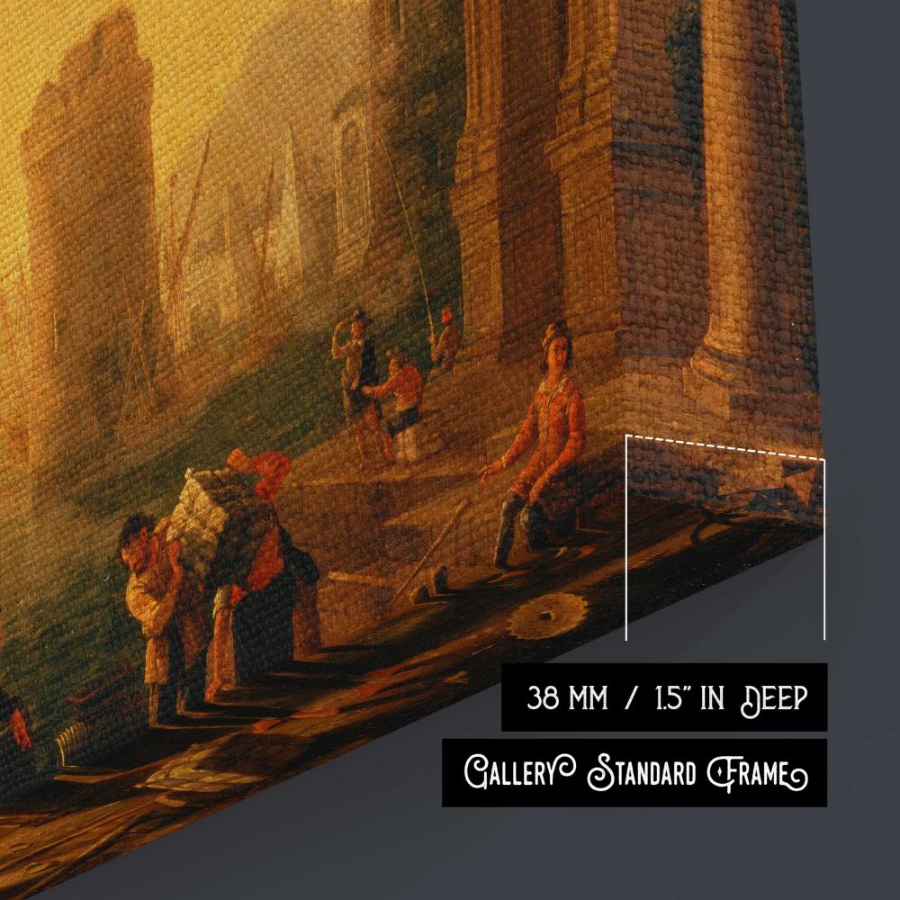 Morning in the Harbour by Claude (le Lorrain) Gellee - canvas surface and wrapped edge detail