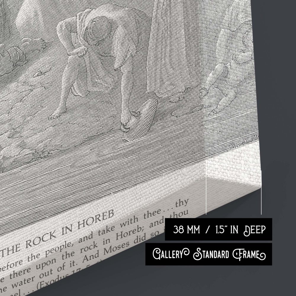 Moses Strikes Rock at Horeb - Gustave Dore Brings Water to Israelites canvas wall art - Image 8