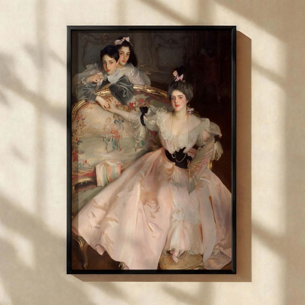 Mrs Carl Meyer by John Singer Sargent - Satin Blush Dress with Decorative Sofa canvas wall art - Image 2