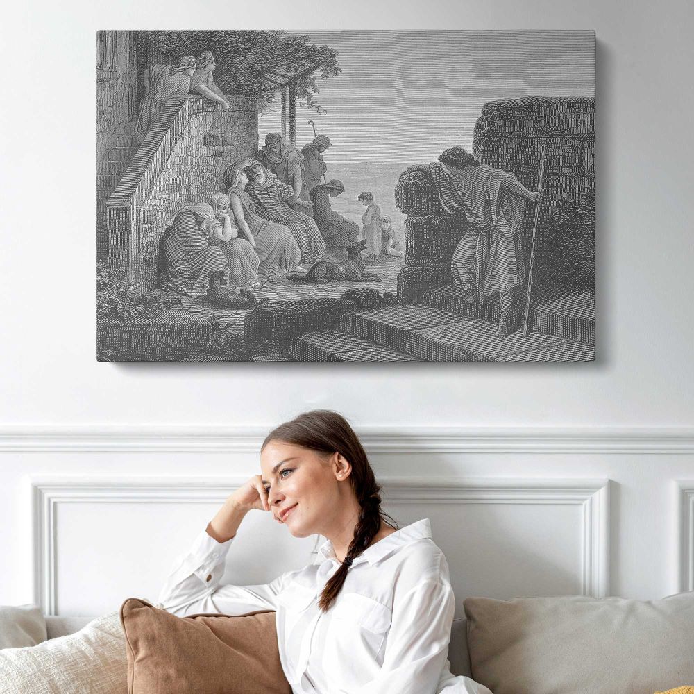 Nt-193 the Prodigal Son Returns Home - single-panel canvas displayed above a sofa