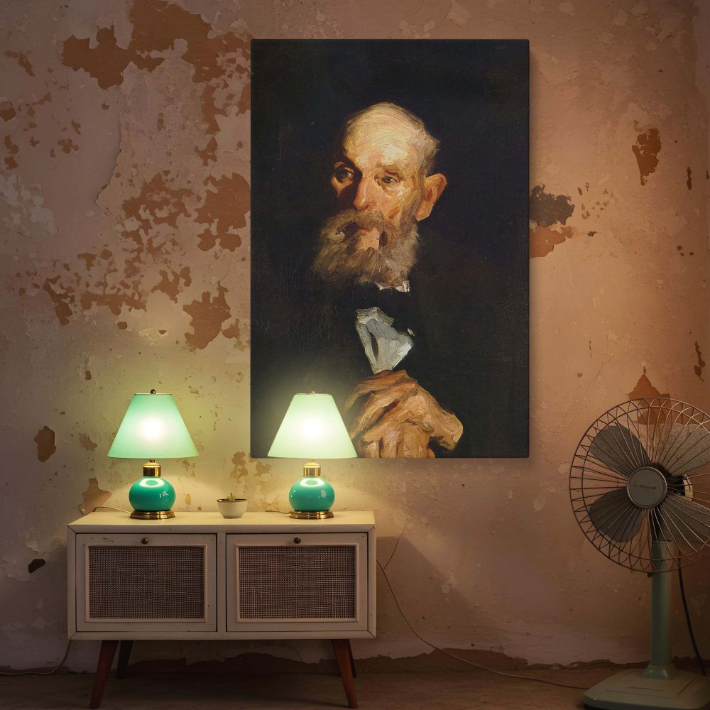 Old Man Portrait by George Bellows - Expressive Brushwork in Dark Earth Tones canvas wall art - Image 5