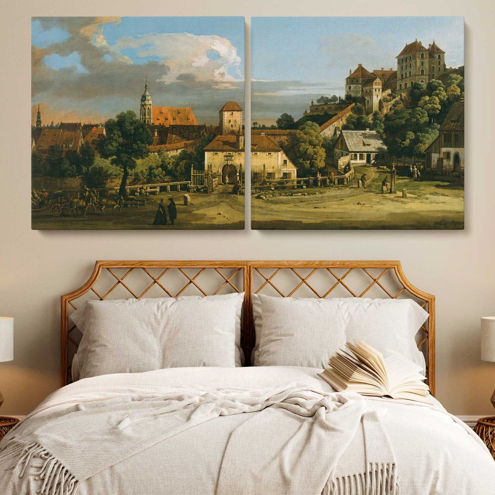 Pirna - The Obertor from the South by Bernardo Bellotto — single-panel canvas in a bedroom