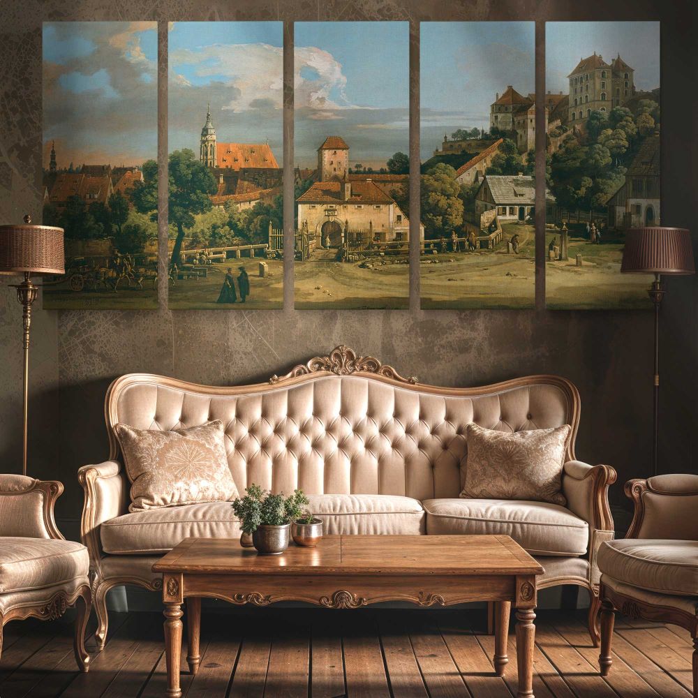 Pirna - The Obertor from the South by Bernardo Bellotto — three-panel canvas in a lounge