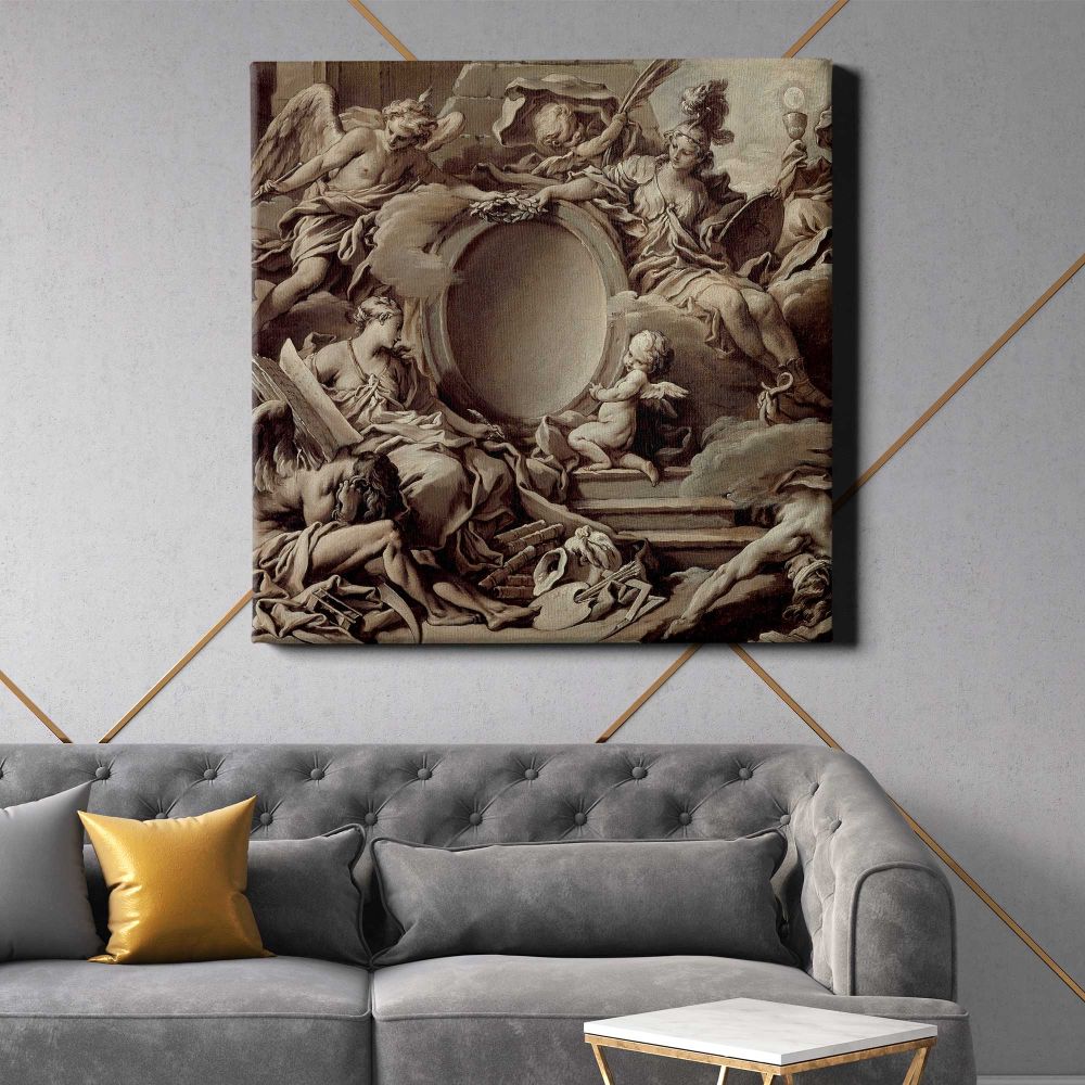 Project for a Cartouche: An Allegory of Minerva, Fame, History and Faith Overcoming Ignorance and Time by François Boucher — room mockup view 21