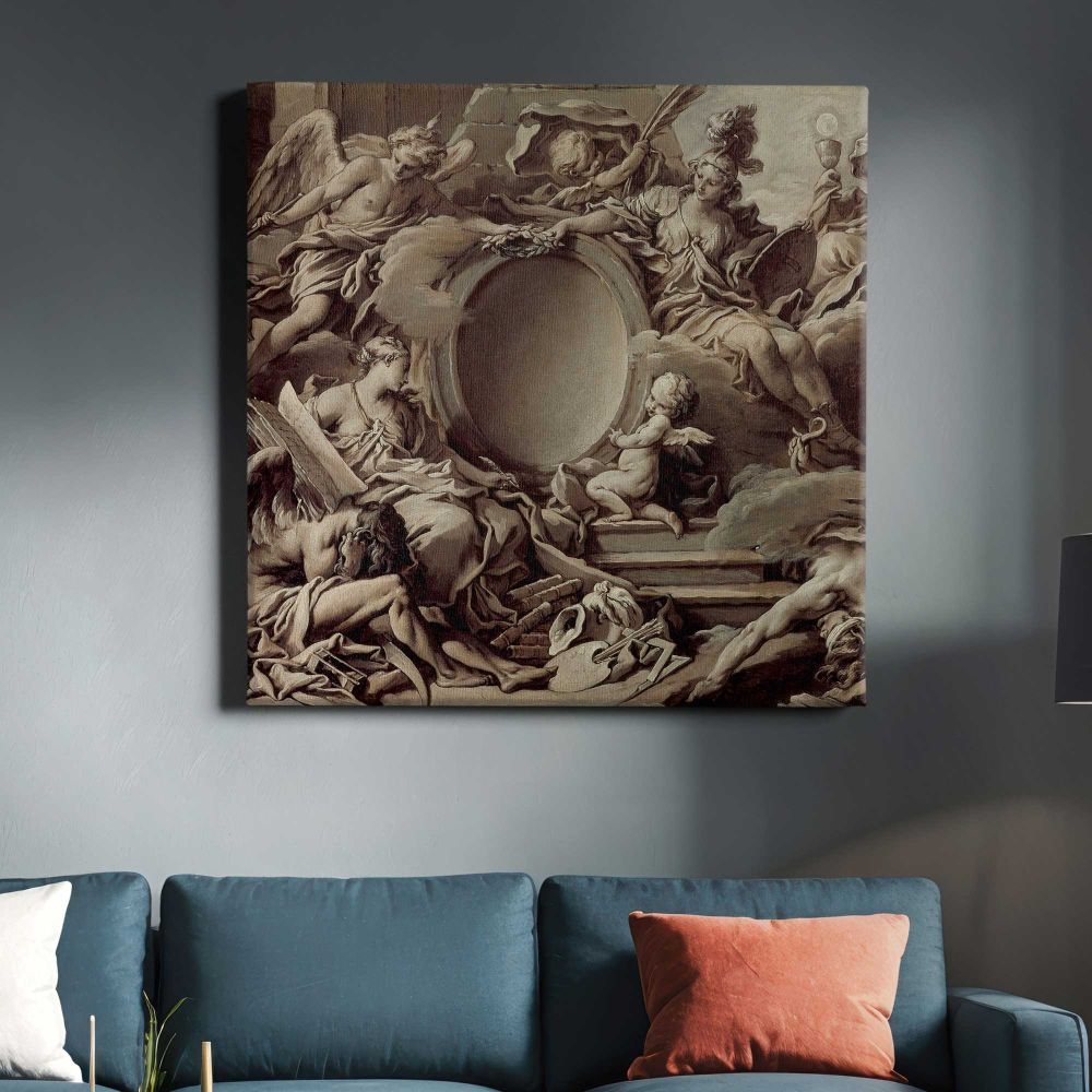 Project for a Cartouche: An Allegory of Minerva, Fame, History and Faith Overcoming Ignorance and Time by François Boucher — room mockup view 3