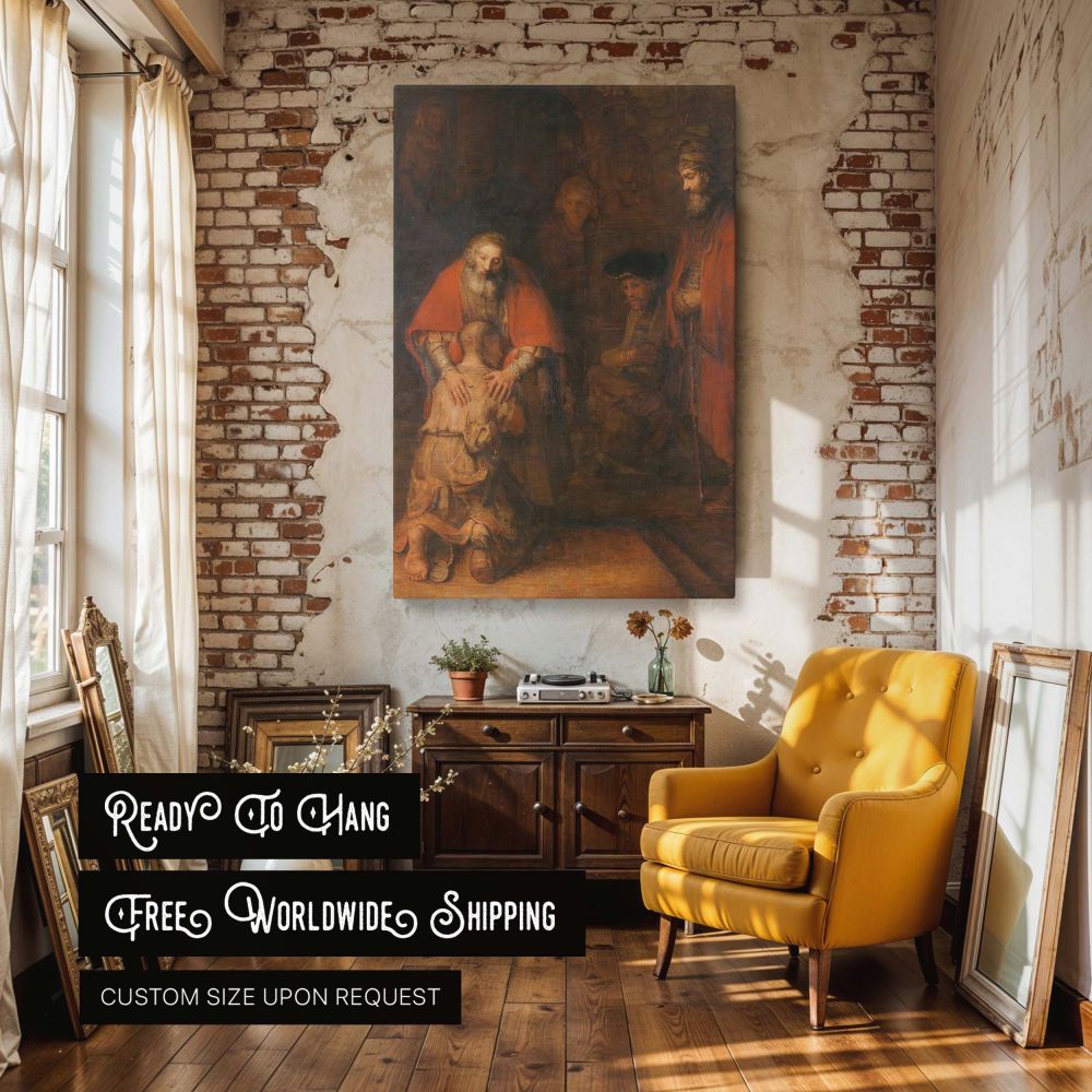 Return of the Prodigal Son - Rembrandt Golden Earth Tones and Grace canvas wall art - Image 3