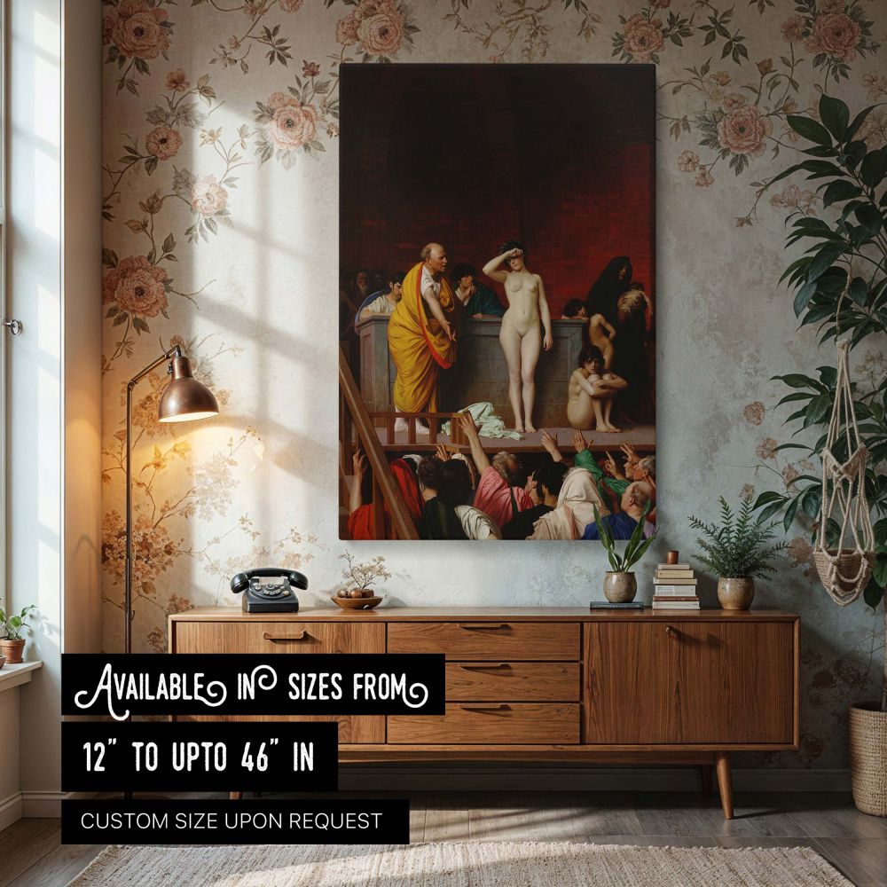 Roman Slave Market - Jean-Leon GerOme Classical Scene with Drama canvas wall art