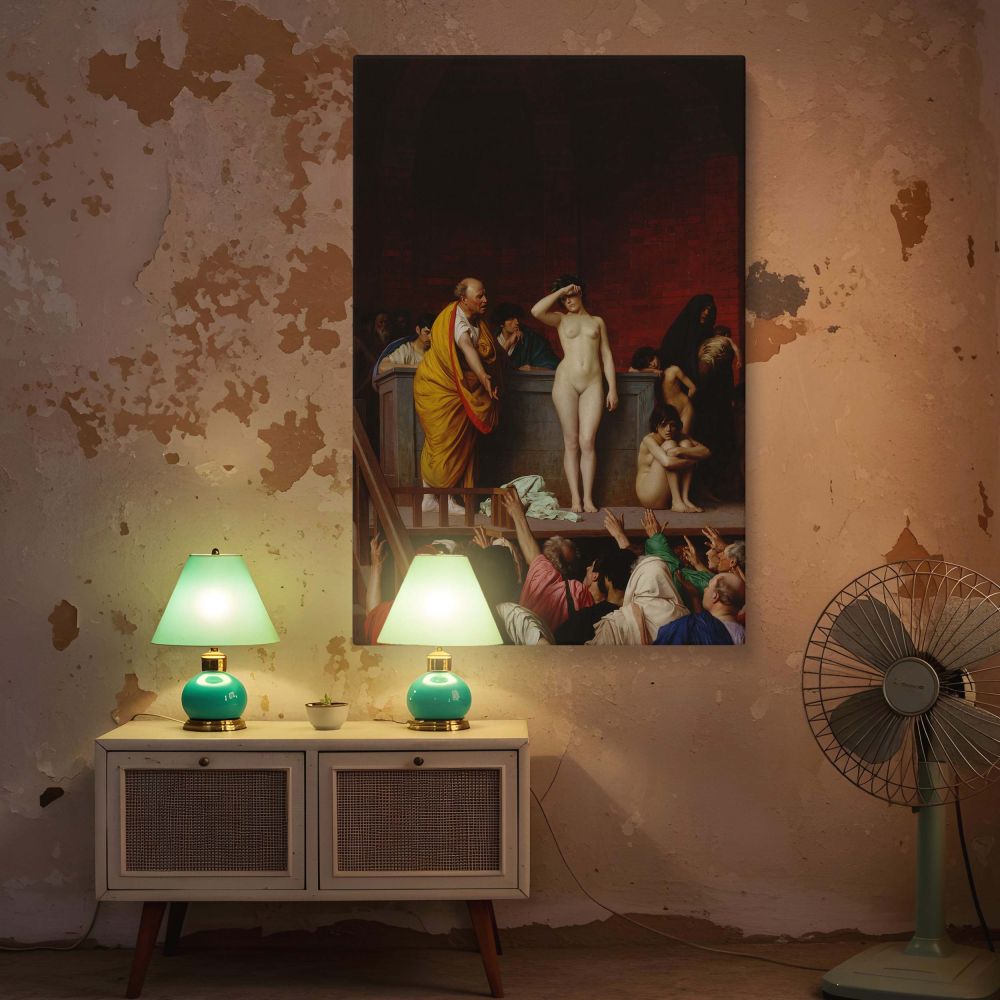 Roman Slave Market - Jean-Leon GerOme Classical Scene with Drama canvas wall art - Image 5
