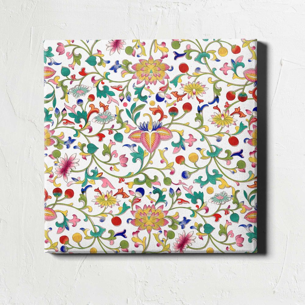 Romantic floral ornamental seamless pattern background — room mockup view 1
