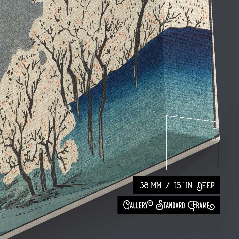 Sakura Namiki Zu , Vintage Japanese Illustration by Hiroshige Andō - canvas surface and wrapped edge detail