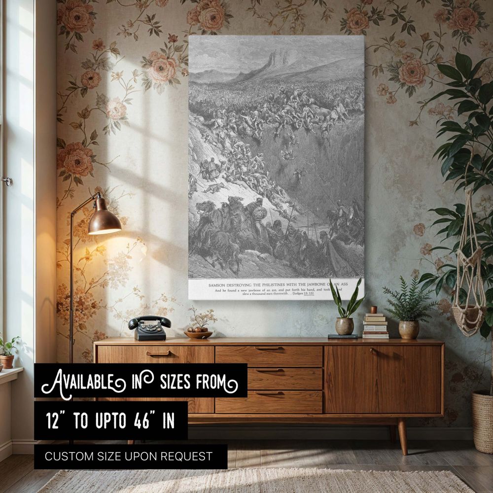 Samson with Jawbone - Gustave Dore Against the Philistines canvas wall art