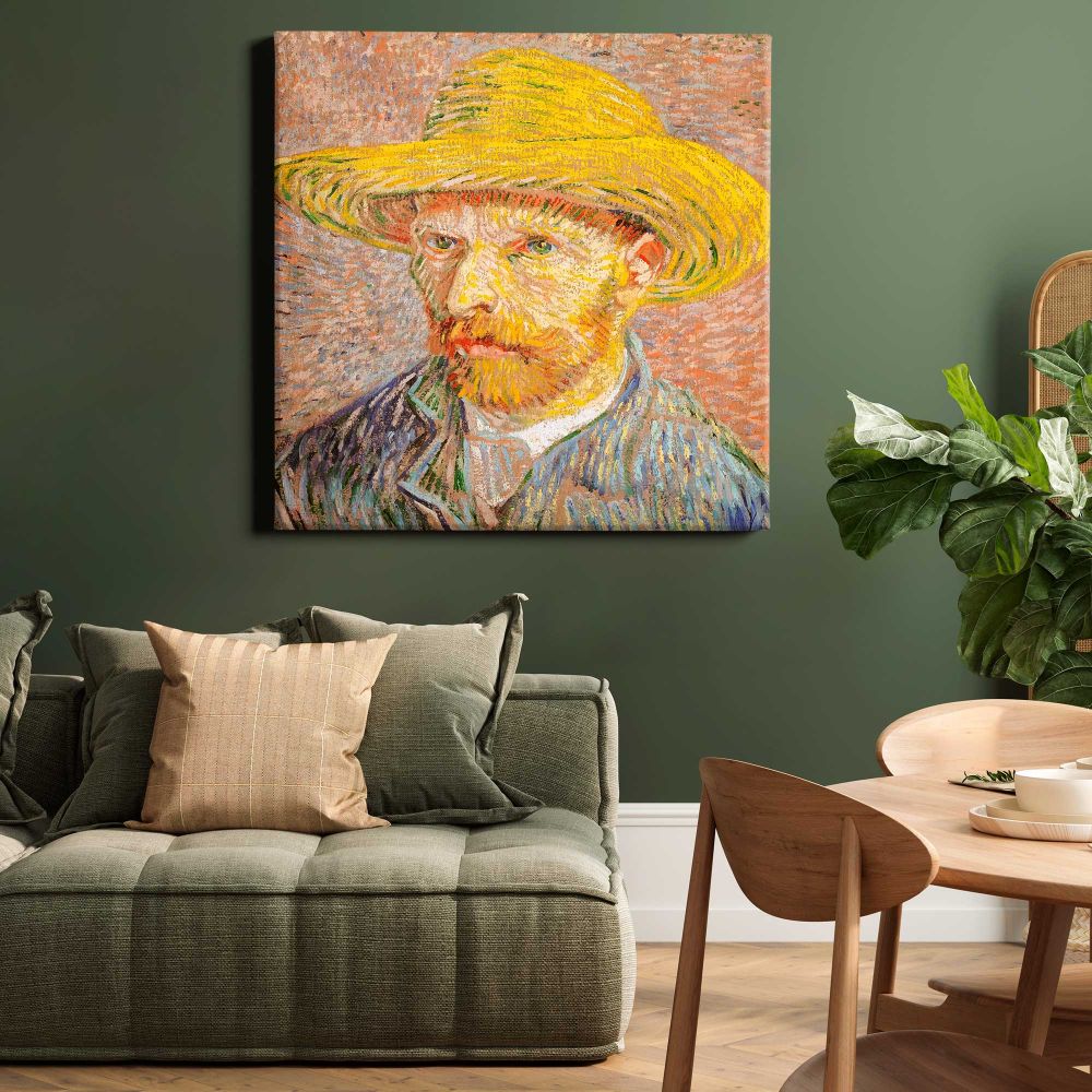 Self-Portrait with a Straw Hat vintage by Vincent Van Gogh — room mockup view 15