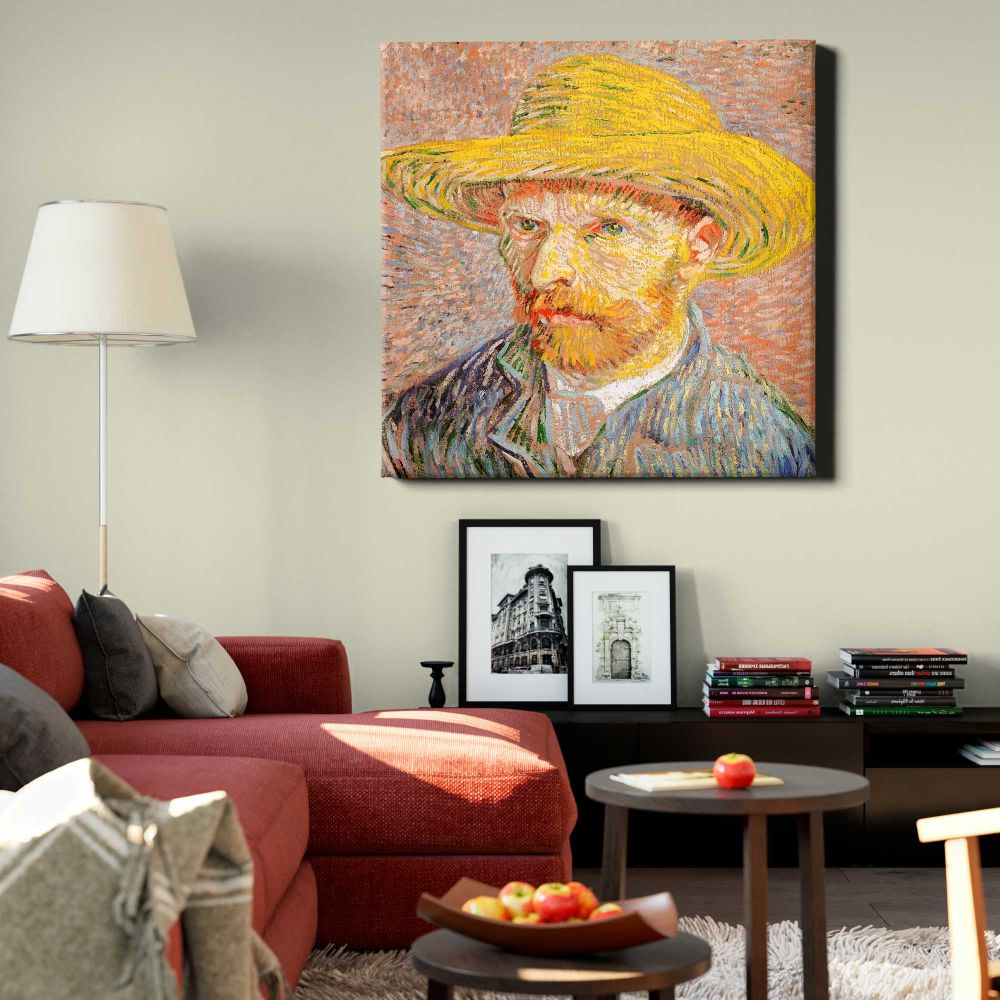 Self-Portrait with a Straw Hat vintage by Vincent Van Gogh — room mockup view 22
