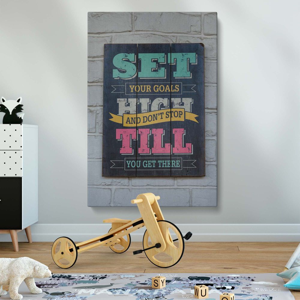 Set Your Goals High - Motivational Quote in Vintage Typography canvas wall art - Image 2