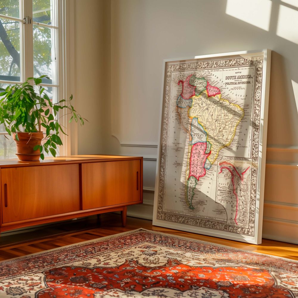 South America Political Map - Educational Framed Canvas for Office or School - Image 7