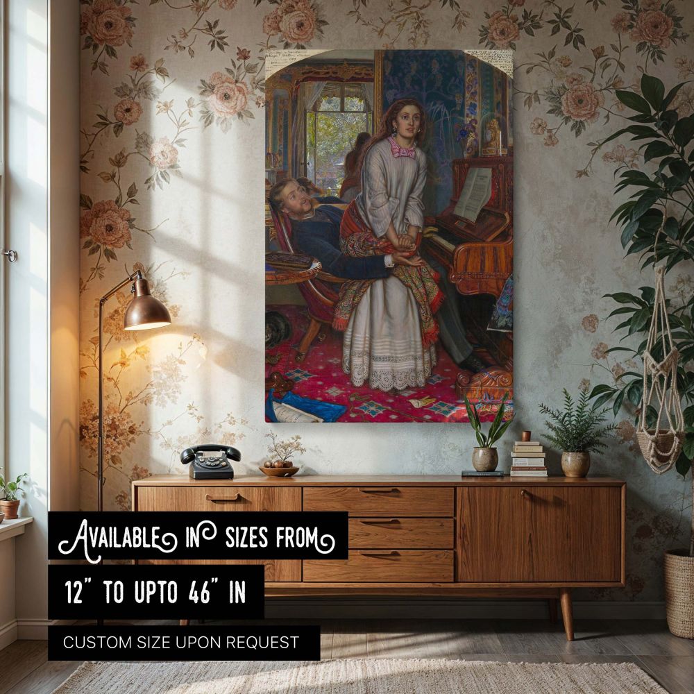 The Awakening Conscience by Holman Hunt - Gilded Victorian Interior with Red Carpet canvas wall art