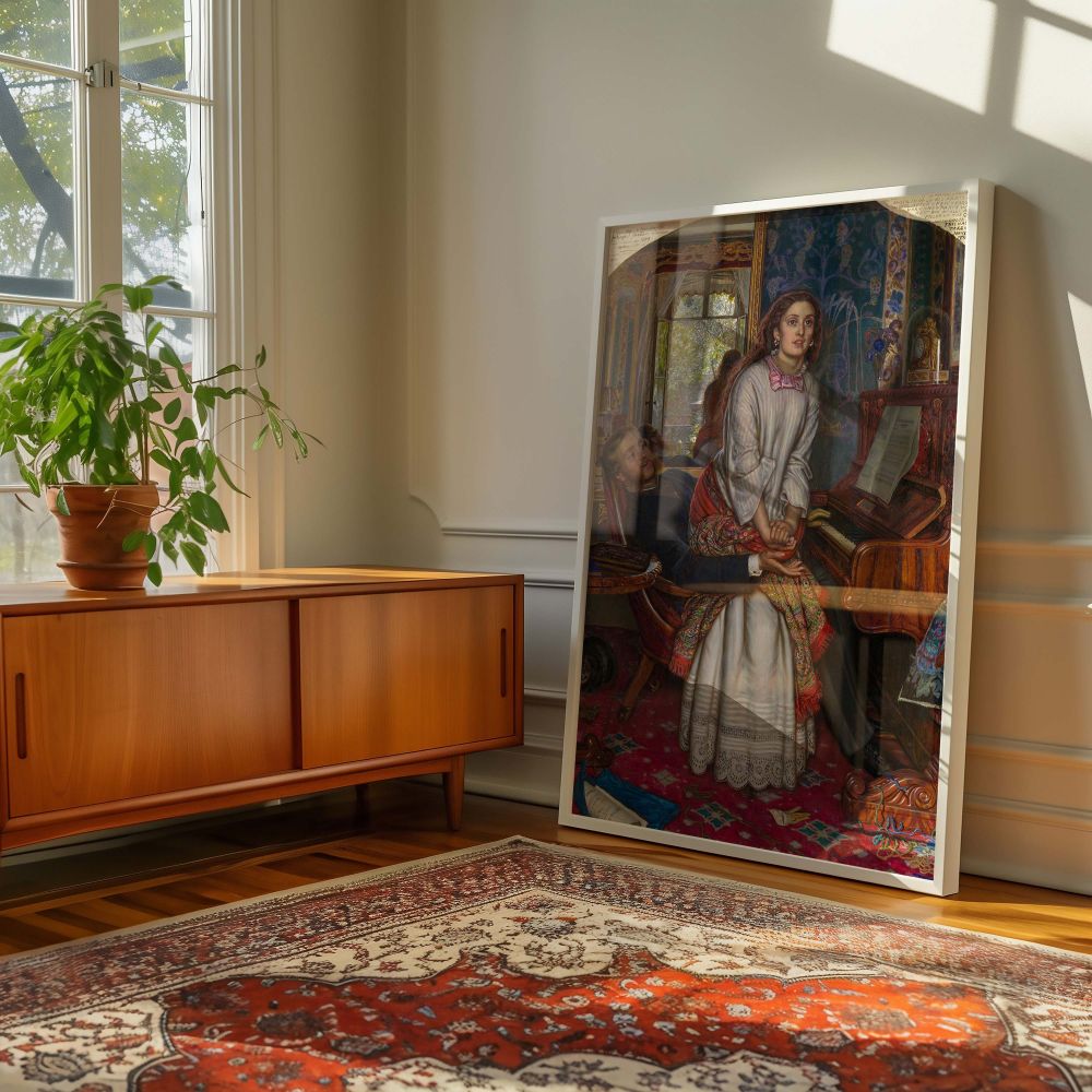 The Awakening Conscience by Holman Hunt - Gilded Victorian Interior with Red Carpet canvas wall art - Image 6