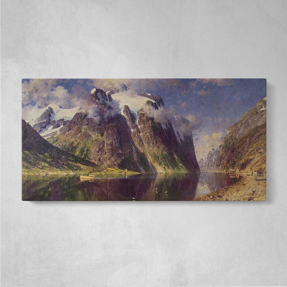 The Fjord by Adelsteen Normann — single-panel canvas on a pale wall