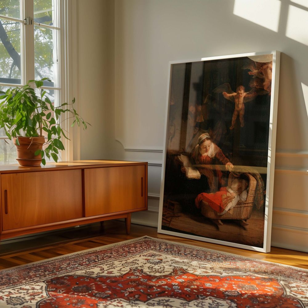 The Holy Family - Rembrandt Warm Browns and Serene Family Scene canvas wall art - Image 6