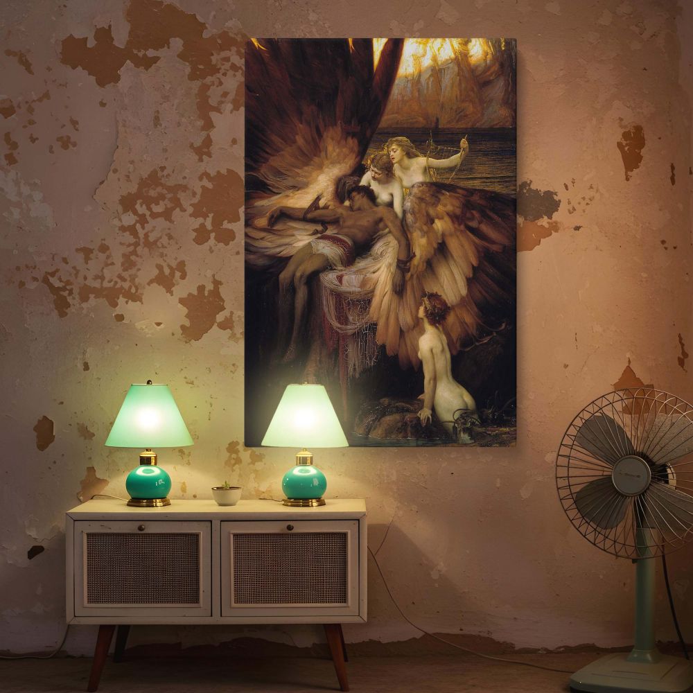 The Lament for Icarus by Herbert Draper - Golden Light and Fallen Angelic Form canvas wall art - Image 5